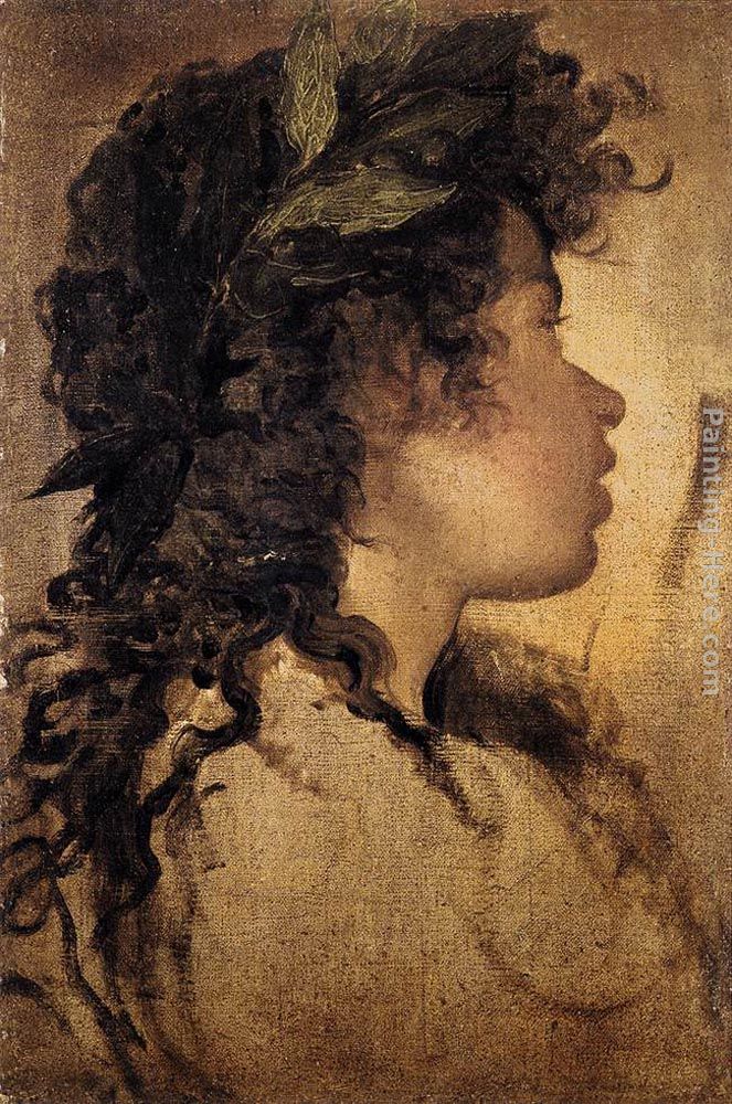 Study for the head of Apollo painting - Diego Rodriguez de Silva Velazquez Study for the head of Apollo art painting